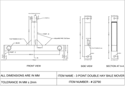 pinche transportador de heno para tractores dk 3