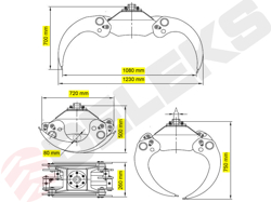 pinza forestal y rotator hidráulico para mini excavadoras y grúas forestales capacidad 1000kg mod dk 11c gr 30f