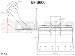 cuchara para miniexcavadora bhb 600