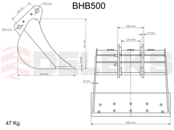 cuchara para miniexcavadora bhb 500