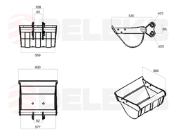 cazo orientable limpieza escarpadas para miniexcavadora m100 600