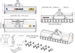 trituradora 185cm de martillos leopard 180 para hierba y restos de poda