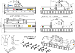 desbrozadora 185cm de martillos leopard 180 sp para tractor 40 70cv